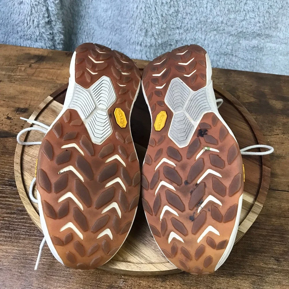 Hoka Transport Sneakers Women 8B Eggnog Gull White Vibram Cordura Walking Shoes